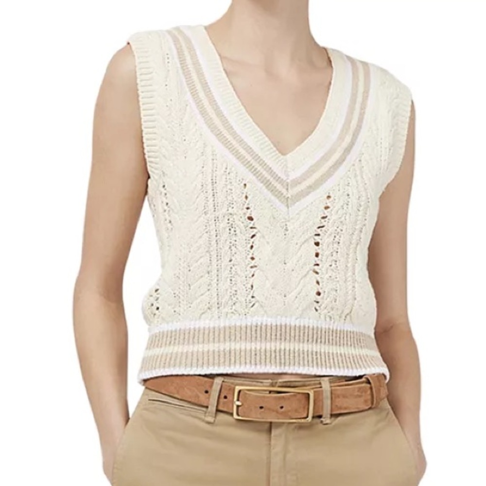 Women's Cream Knit Sweater Vest